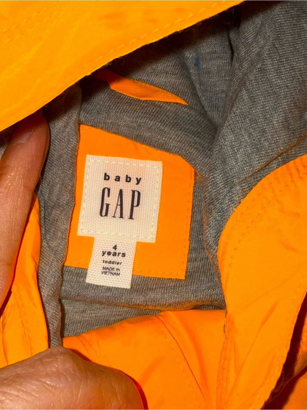 NWT Baby Gap Toddler Hooded Windbreaker Jacket Orange Full Zip Size 4 Years